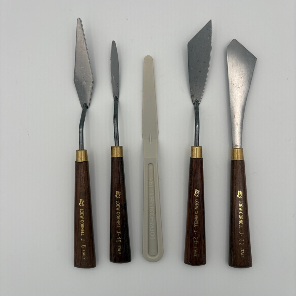 Loew-Cornell Palette Paint Knives 4 Metal/Wood Italy 1 Plastic